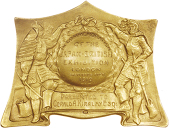 Exhibitions: England and Wales, London: Shepherd’s Bush, Japan-British Exhibition, 1910, a uniface gilt-bronze...