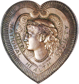Medical: England and Wales, London: National Health Society, a decorative heart-shaped bronze award by E. Geerts,...