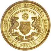 Medical: Ireland, Dublin: Royal College of Surgeons in Ireland, a bronze award medal by J. Woodhouse, arms dividing...