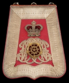 Lancashire Hussars, a fine and rare officer’s full dress sabretache c 1880-90; crimson cloth face edged with...