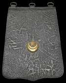 Berkshire Yeomanry, a scarce Victorian officer’s undress black leather sabretache the face with single gilt metal...