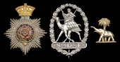 The Hampshire Regiment, a fine and very scarce officer’s forage cap badge 1897-1901 gilt imperial QVC over...
