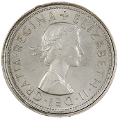Elizabeth II (1952-, Halfcrown, ESC type B [1954-70], a uniface obv., in cupro-nickel, edge partly grained and with...