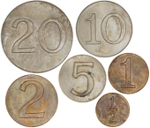 Elizabeth II (1952-, Trial Currency set, series 1, comprising Twenty Pence, cupro-nickel, edge grained, 36mm,...