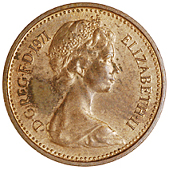 Elizabeth II (1952-, Half New Penny, 1971, a double obv. striking, edge plain, 1.84g/12h (cf. S 4239). Extremely...