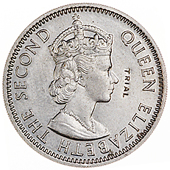 Nigeria, Elizabeth II, Trial Shilling, 1962, in cupro-nickel, crowned bust right, trial vertically in field at...