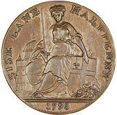 Bucklersbury, Thomas and Robert Davidson, Halfpence, 1795 (2), shield distant from legend, davidsons edge,...