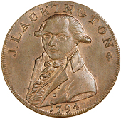 Finsbury Square, James Lackington & Co, Halfpence, 1794 (5), j over e (2), edge grained, 8.58g/6h (DH 351), london...