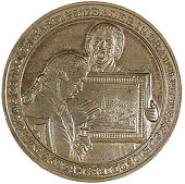 St Martin’s Lane, Philip Ratley, Halfpenny, 1795, connoisseur seated left, examining landscape held by a yawning...
