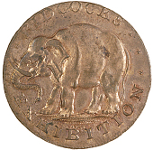 Strand, J. and Gilbert Pidcock, Halfpence (14), elephant, revs. rhinoceros to right (3), spence edge, 12.33g/6h (DH...