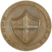 Uncertain locality, Peter Anderson, Jorden’s Halfpenny, 1795, City arms, rev. pa cypher, edge payable at the house...
