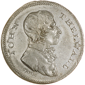 Mule Halfpenny, in white metal, from the same obv. die as previous, rev. Minerva, edge plain, 9.09g/6h (DH 866a)....
