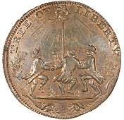 Mule Halfpence (3), Tree of Liberty, revs. noted advocates, etc, 12.33g/6h (DH 882); Britannia (2), spence edge,...