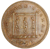 Mule Farthings (4), three men hanging, revs. conjoined heads of man and ass, edge grained, 3.62g/6h (DH 1120);...