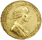Hackney, Joseph Priestley, Lutwyche’s gilt Proof mule Halfpenny, bust right, rev. bust of Earl Stanhope left, edge...