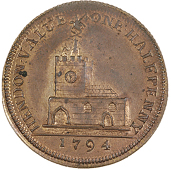 Hendon, Skidmore’s mule Halfpence (2), from the same obv. die as previous, revs. jom cypher, skidmore edge,...