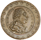 Skidmore’s British Penny, 1797, bust of George III right within ornamental border, rev. tg cypher, palm branches...