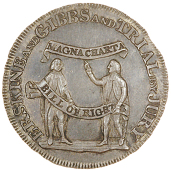 Kempson’s Erskine and Gibbs Proof Halfpenny, 1794, in silver, two barristers standing holding label inscribed bill...