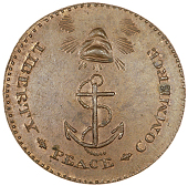 Prattent’s ‘Loyal Britons Lodge’ Halfpence (2), cap of Liberty over anchor and cable, revs. crown in radiated...
