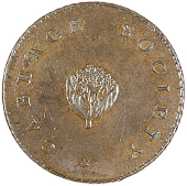Cabbage Society, token, 1796, cabbage, rev. purim and date around six-petalled flower, edge grained, 17.85g/6h (DH...