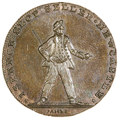 Newcastle upon Tyne, Spence’s mule Halfpence (3), sailor, revs. noted advocates, etc, spence edge, 10.43g/12h (DH...