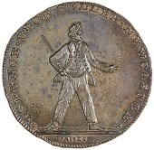 Newcastle upon Tyne, Spence’s mule Halfpence (3), from the same obv. die as previous, revs. conjoined heads of man...