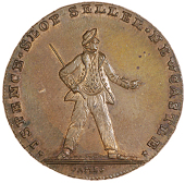 Newcastle upon Tyne, Spence’s mule Halfpence (3), from the same obv. die as previous, revs. shepherd, spence edge,...