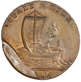 Newcastle upon Tyne, Spence’s mule Halfpence (2), man in boat, revs. noted advocates, etc, spence edge, 11.11g/6h...
