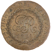 North Shields, Denton’s mule Halfpenny, ipr monogram, rev. bust of Robert Orchard left, edge plain, 10.27g/6h (DH...