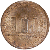 Watlington, Skidmore’s Globe series, Penny, Sherborne (sic) Castle, rev. globe, edge lettered, 23.54g/12h (DH...