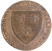 Shrewsbury, Cook and Mason, Halfpence, 1793 (4), all shrewsbury edge, 10.77g/6h (DH 19), 11.18g/6h (DH 20),...