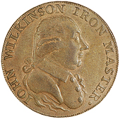 Willey and Snedshill, John Wilkinson, imitation Halfpence, 1792 (16), revs. barge, reads wilkison, 10.39g/6h (DH...