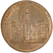 Glastonbury, Skidmore’s Globe series, Penny, remains of Glastonbury Abbey, rev. globe, edge lettered, 23.96g/12h...