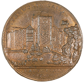 Tamworth, John Harding, Penny, 1799, castle and trees, rev. Town Hall, edge penny token payable at the house of iohn...