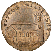 Tipton, Prattent's Halfpenny, 1797, church, rev. anchor and cable, edge engrailed, 8.87g/6h (DH 24). Small flan flaw...