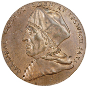 Ipswich, James Conder, Halfpenny, 1796, bust of Thomas Wolsey left, rev. similar, date below, edge grained,...