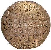 Lambeth, Denton’s mule Farthings (3), denton engraver & printer, etc, revs. wheatsheaf and sickle between two...