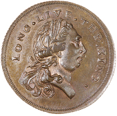 Horsham, M. Pintosh, Skidmore’s Halfpenny, 1791, bust of George III right, rev. anchor and cable, edge grained,...