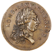 Horsham, Skidmore’s mule Halfpenny, 1791, from the same obv. die as previous, rev. conjoined busts of Louis XVI...