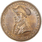 Rye, Skidmore’s mule Halfpenny, 1796, gb cypher, rev. bust of Earl Howe left, edge grained over skidmore holborn...