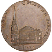 Birmingham, Kempson’s Churches and Chapels, Halfpence (8), St Bartholomew’s Chapel, no stop after kempson,...