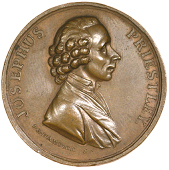 Birmingham, 50th Birthday of Joseph Priestley, 1783, medals by J.G. Hancock (2), bust right, revs. scientific...