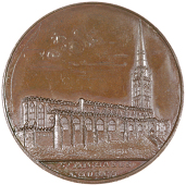 Coventry, Kempson’s Penny or medal, elevation of St Michael’s Church, rev. interior of the Chancel, edge plain,...