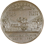 Warwick, The Greatheed Petition to Dismiss the King’s Ministers, 1797, a copper medal, unsigned, three men in cart...