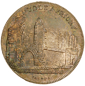 Dudley, Edward Davies, Skidmore’s Penny, 1797, view of the ruins of Dudley Priory, rev. from the same die as...