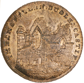 Dudley, Edward Davies, Skidmore’s Penny, 1797, view of the ruined chapel of Dudley Castle, rev. from the same die...