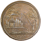 Hagley, Spence’s mule Halfpenny, from the same obv. die as previous, rev. shepherd, date partly obliterated, edge...