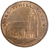 Stourbridge, R. Astin, Skidmore’s Halfpenny, 1797, view of St Michael’s Church, Brierley Hill, rev. ra cypher,...