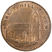 Stourbridge, R. Astin, Skidmore’s Halfpenny, 1797, view of St Michael’s Church, Brierley Hill, rev. ra cypher,...