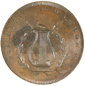 County series, Skidmore’s Penny, dove on lyre between olive branches, peace love and harmony, rev. ms cypher,...